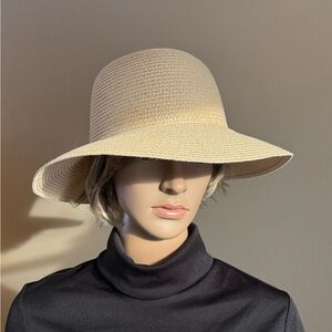 Nicole Marciano Straw Sun Hat - Wide Brim Paper Braid - Neutral Tan
